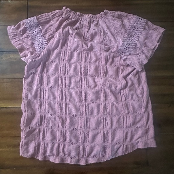Dusty Rose Lace Accent Blouse - Picture 2 of 2